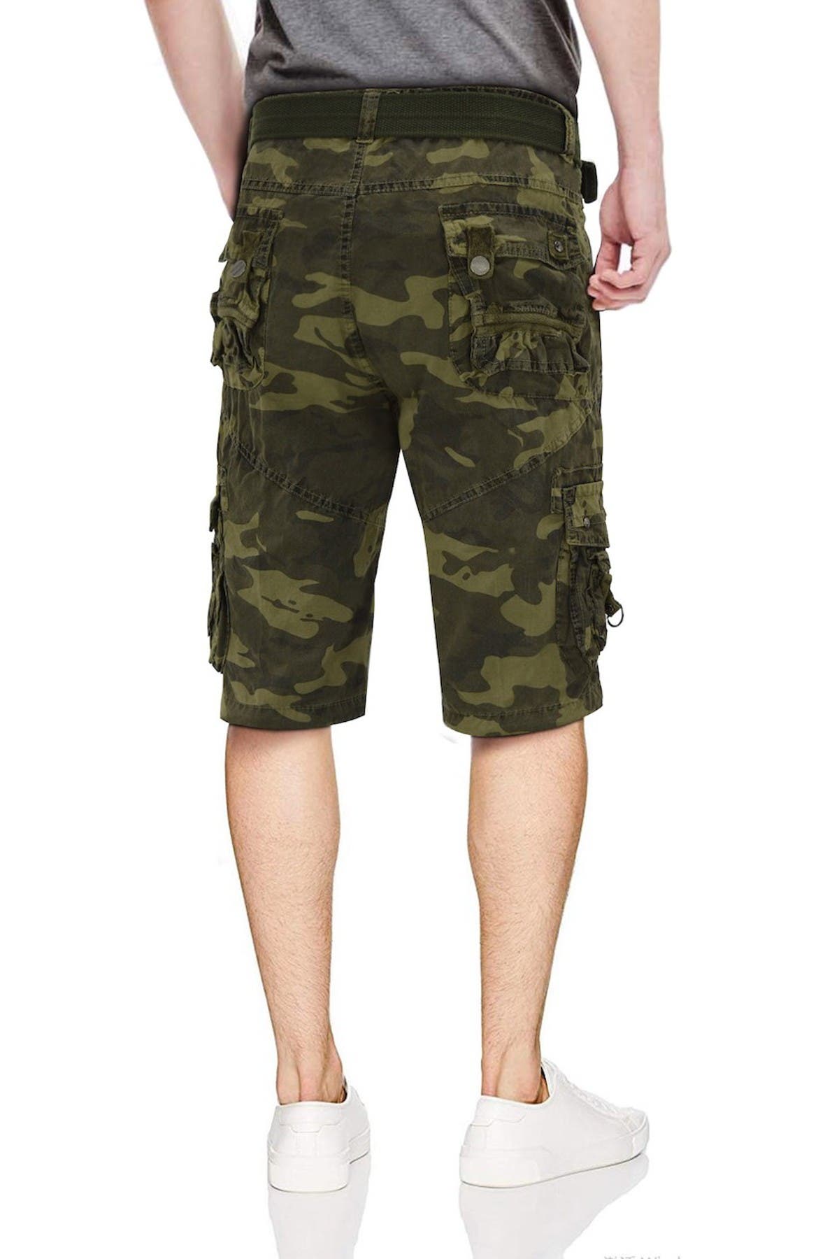 X-ray Belted Snap Button Cargo Shorts In Open Green