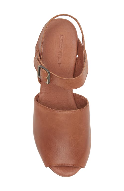 Chocolat Blu Wagga Platform Wedge Sandal In Brown Leather