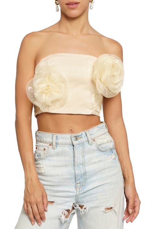 Flower Strapless Crop Top