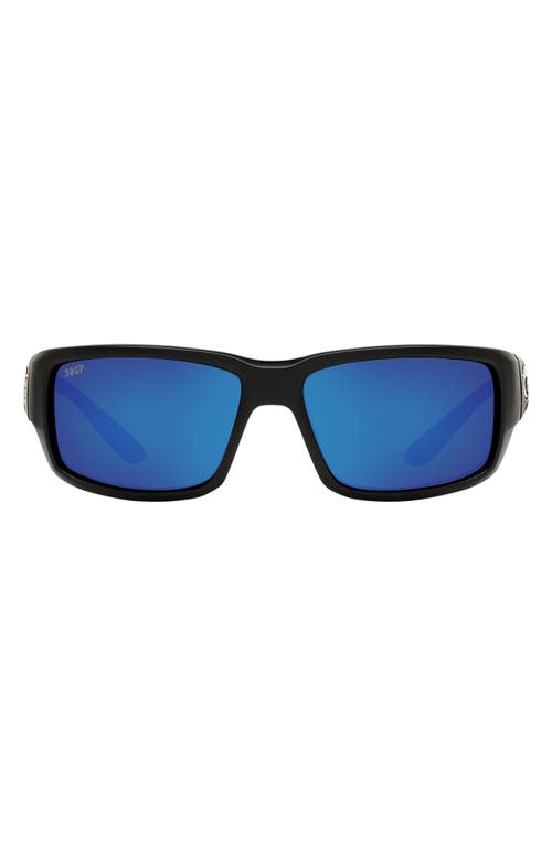 Shop Costa Del Mar Fantail 59mm Polarized Mirror Rectangular Sunglasses In Matte Black/blue Mirror