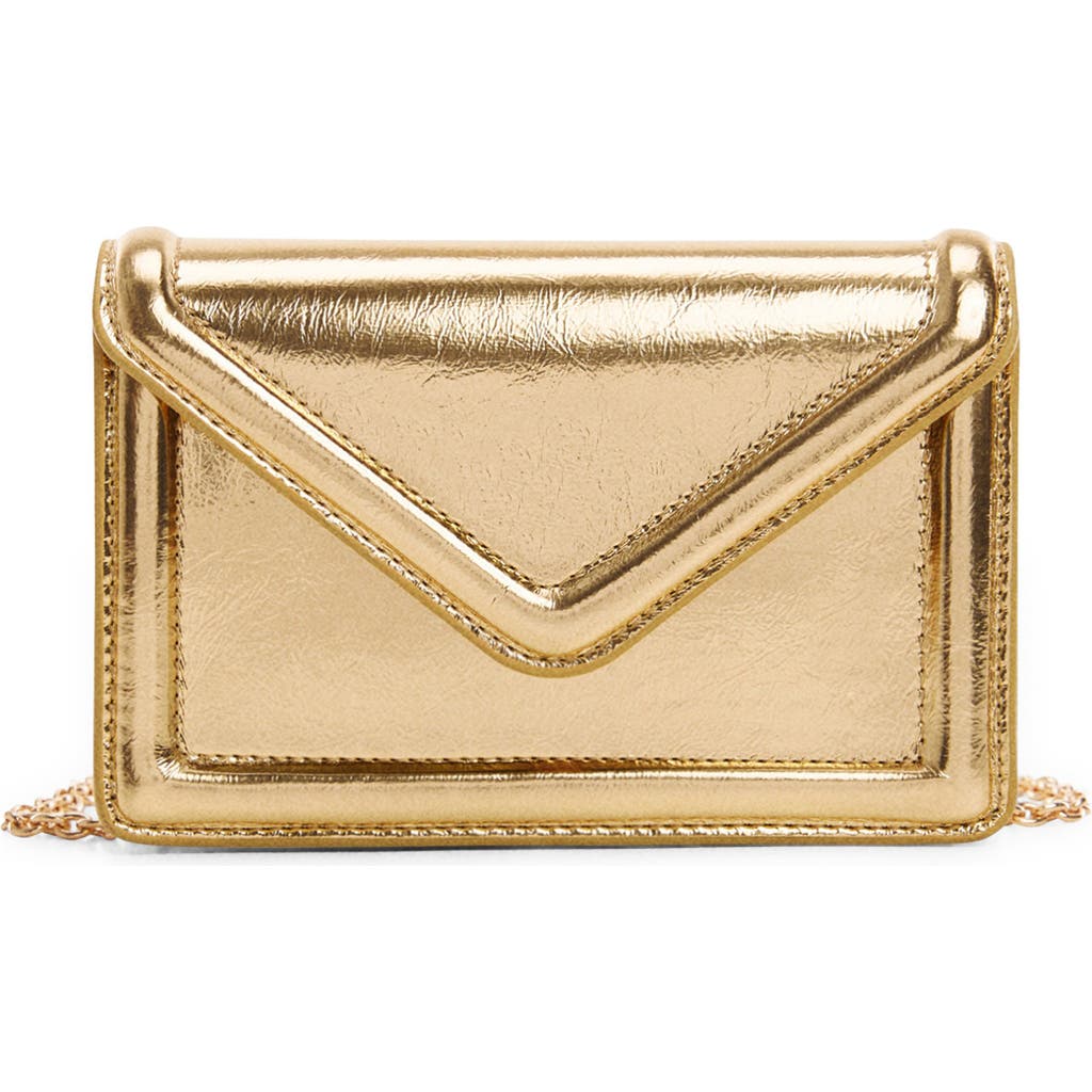 Mango Envelope Flap Faux Leather Bag In Gold