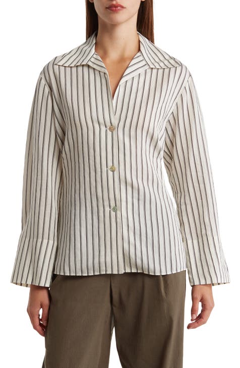 Shaped Double Stripe Button-Up Shirt