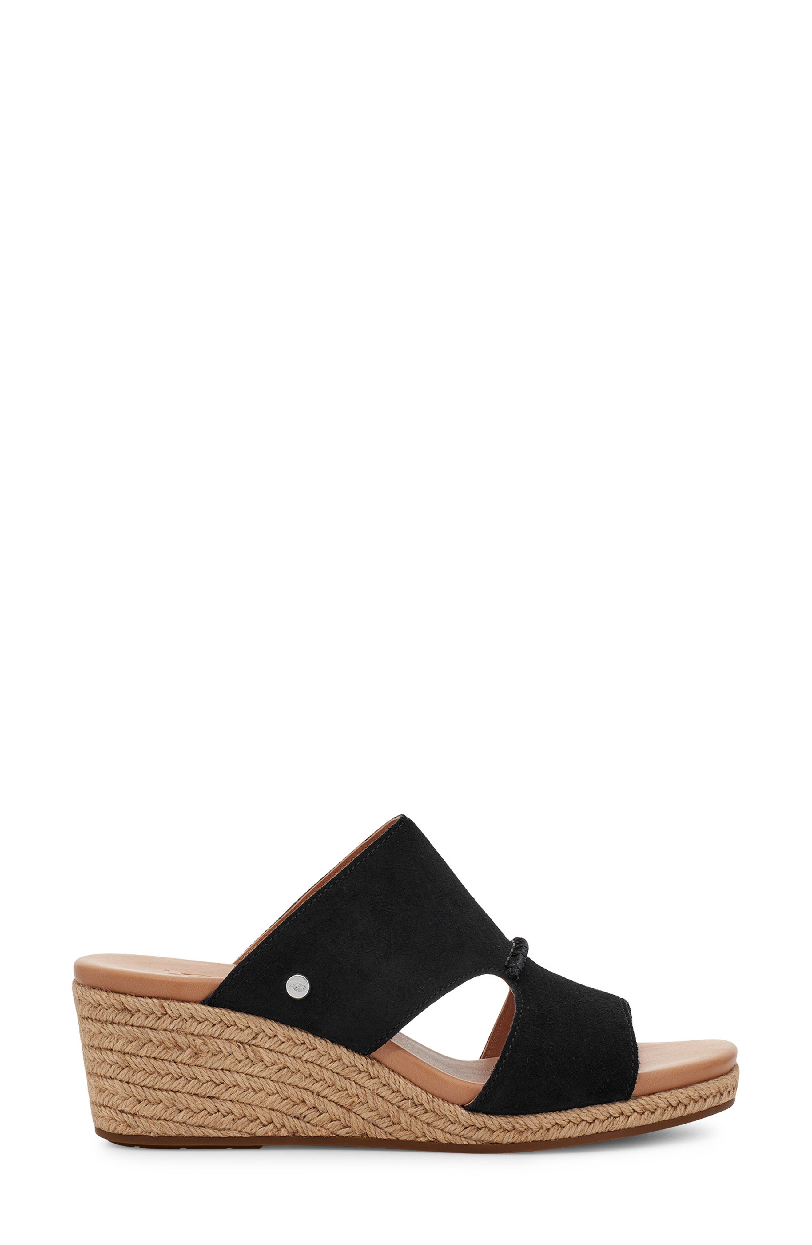 black slide wedge sandals