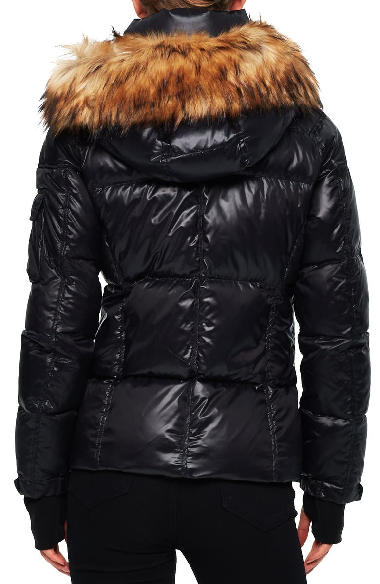 S13 Allie Gloss Faux Fur Trim Puffer Jacket | Nordstromrack