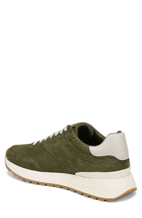 Shop Vince Edric Corduroy Textured Suede Sneaker In Olive Smoke