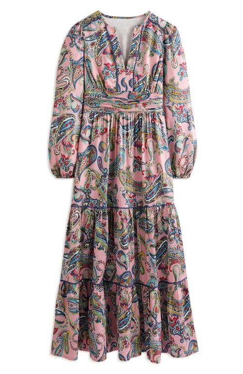 BODEN BODEN PIPPA PAISLEY LONG SLEEVE SATIN MAXI DRESS 