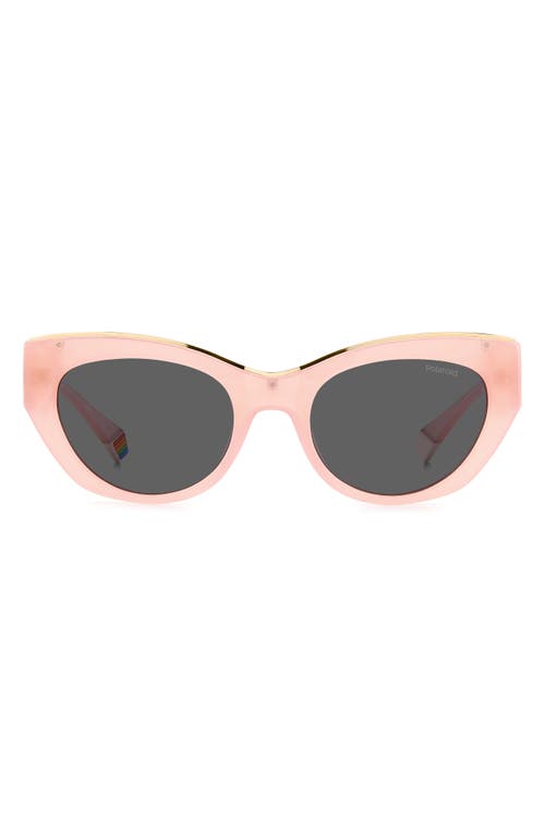 50mm Polarized Cat Eye Sunglasses in Pink/Gray Polarized