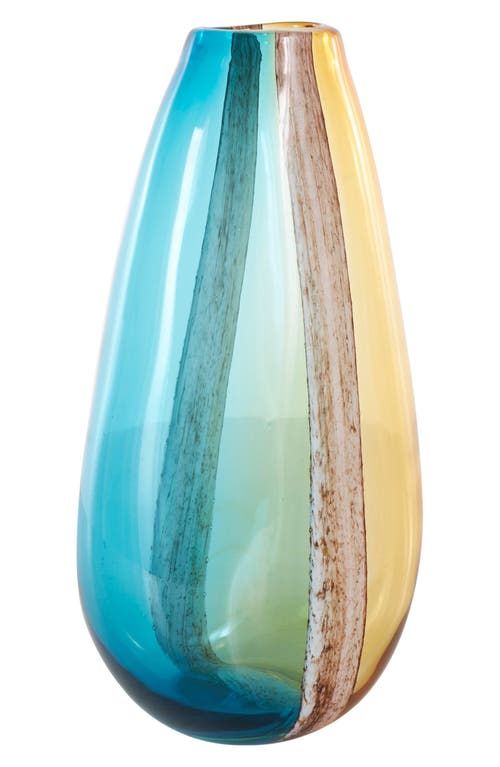 Vivian Lune Home Glass Vase In Multi Colored - Blue