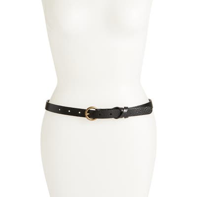 Frye Flat Panel Skinny Leather Belt, Black