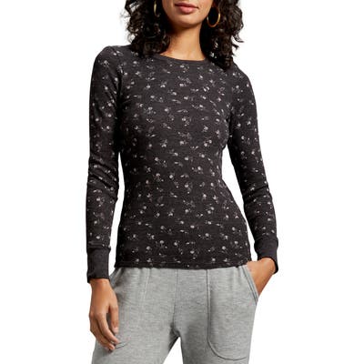 Michael Stars Jasmine Vintage Floral Thermal Top, Grey