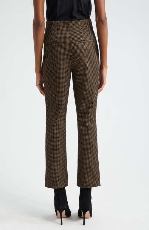 Shop Veronica Beard Kean Houndstooth Check Crop Pants In Acorn/black