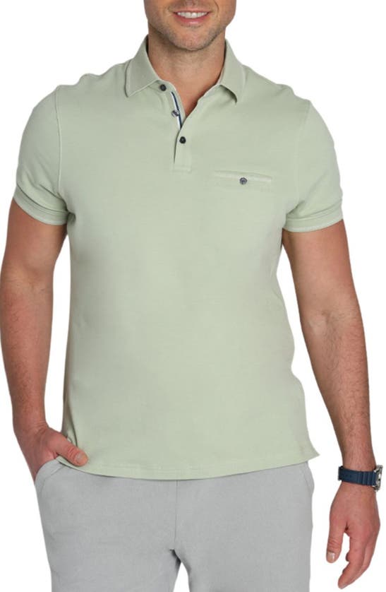 Shop Jachs Solid Cotton Polo In Sage Green