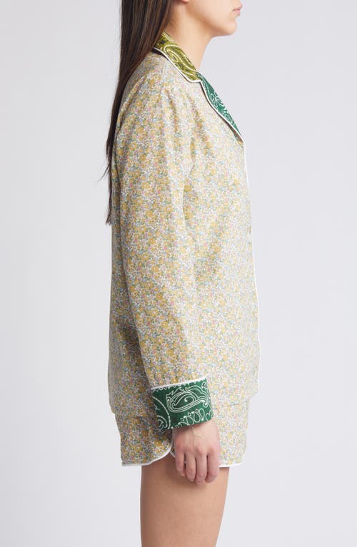 Call It By Your Name X Liberty London Mixed Print Pajama Shirt In Bronze/vert Week End