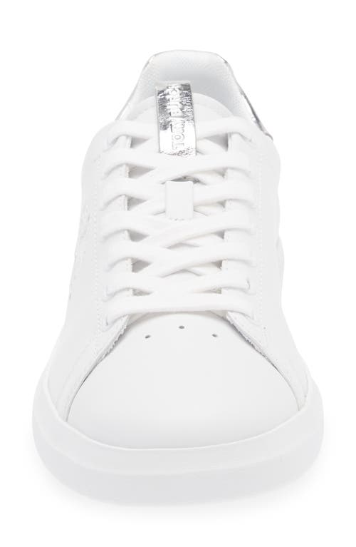 Shop Tory Burch Double T Howell Court Sneaker In Titanium White/silver