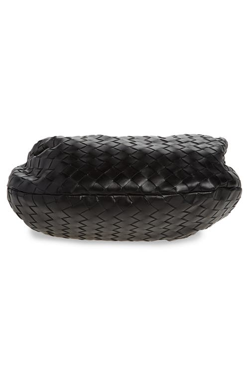Bottega Veneta Jodie Teen Mini Knotted Intrecciato Leather Tote In Black-gold