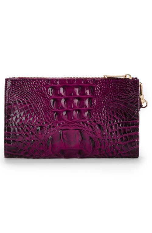 Shop Brahmin Daisy Croc Embossed Leather Wristlet In Sugar Plum