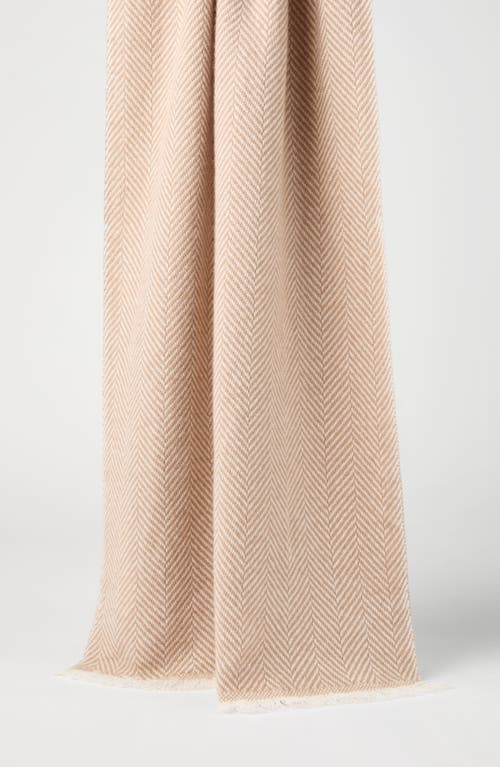 Shop Brunello Cucinelli Cashmere Chevron Scarf In Camel