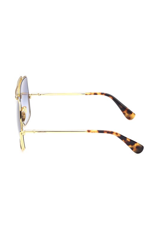 Shop Max Mara 64mm Gradient Geometric Sunglasses In Shiny Gold/gradient Blue