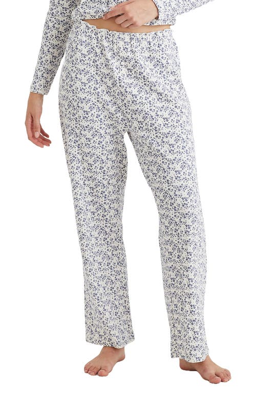 Shop Papinelle Pippa Floral Pointelle Pajama Pants In Ecru