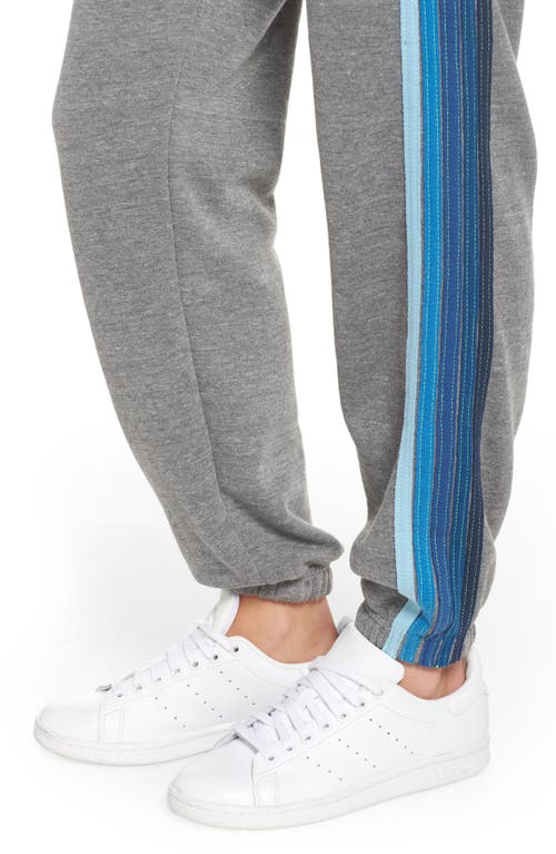 Shop Aviator Nation Stripe Sweatpants In Heather Grey/blue Stripes