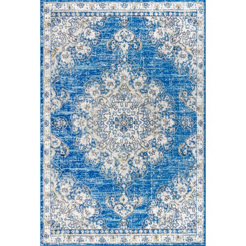 Shop Jonathan Y Bohemian Flair Boho Vintage Medallion Area Rug In Blue/cream