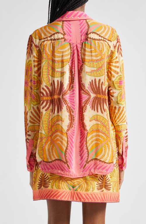 Shop Farm Rio Palm Sand Button-up Shirt In Palm Scarf Sand