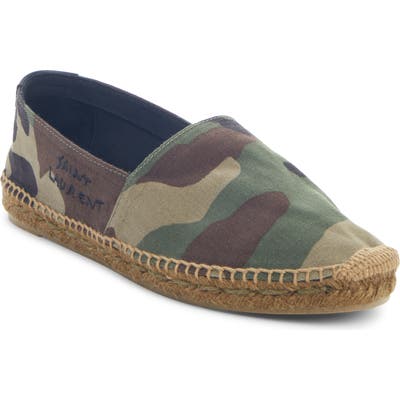 Saint Laurent Monogramme Logo Espadrille - Green