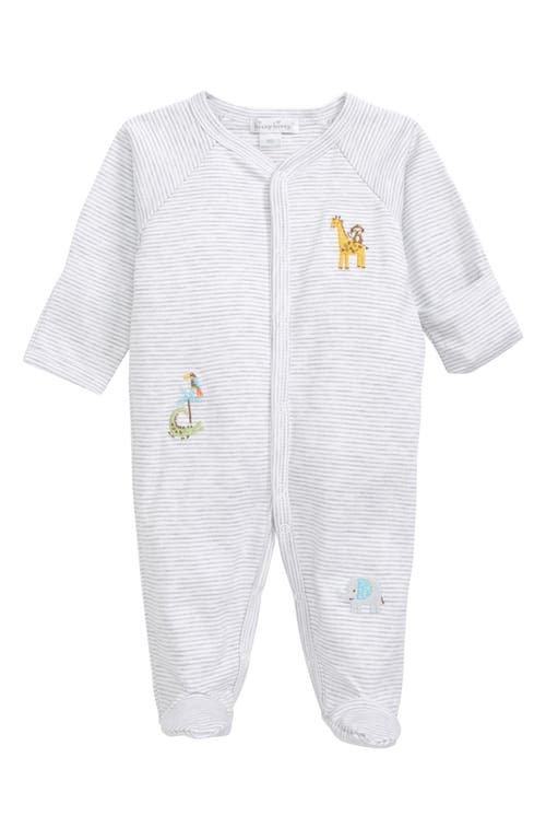 Kissy Kissy Joyful Jungle Stripe Footie in Grey