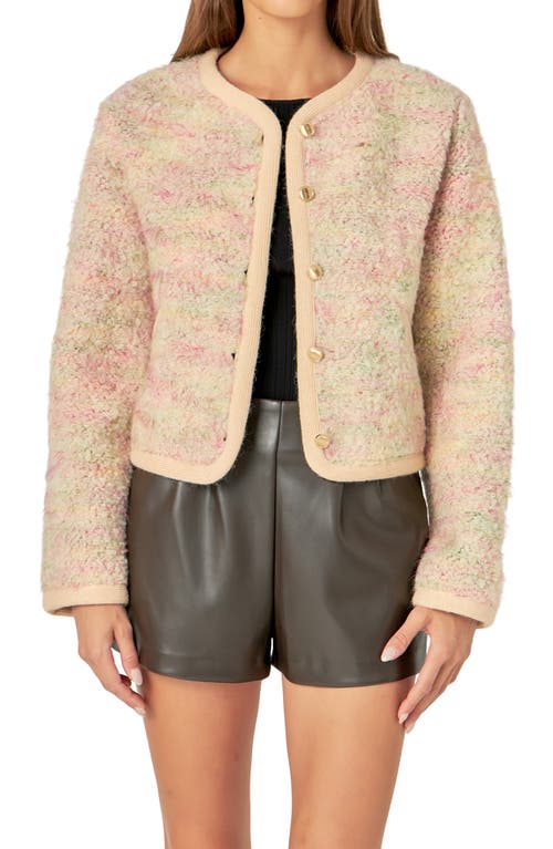 English Factory Wool Blend Jacket In Pink Multi