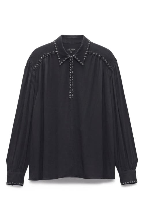 Shop Rag & Bone Emmy Rivet Detail Popover Top In Black