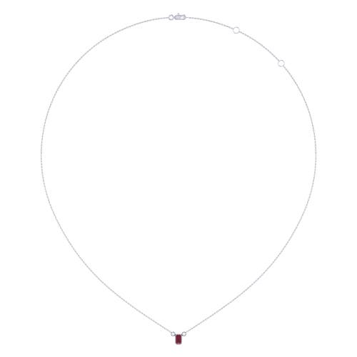 Shop Luvmyjewelry Emerald Cut Ruby & Diamond Birthstone Necklace In White Gold