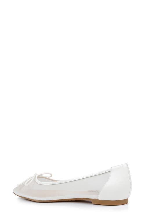 Shop Badgley Mischka Collection Cam Pointed Toe Ballet Flat In Soft White Mesh
