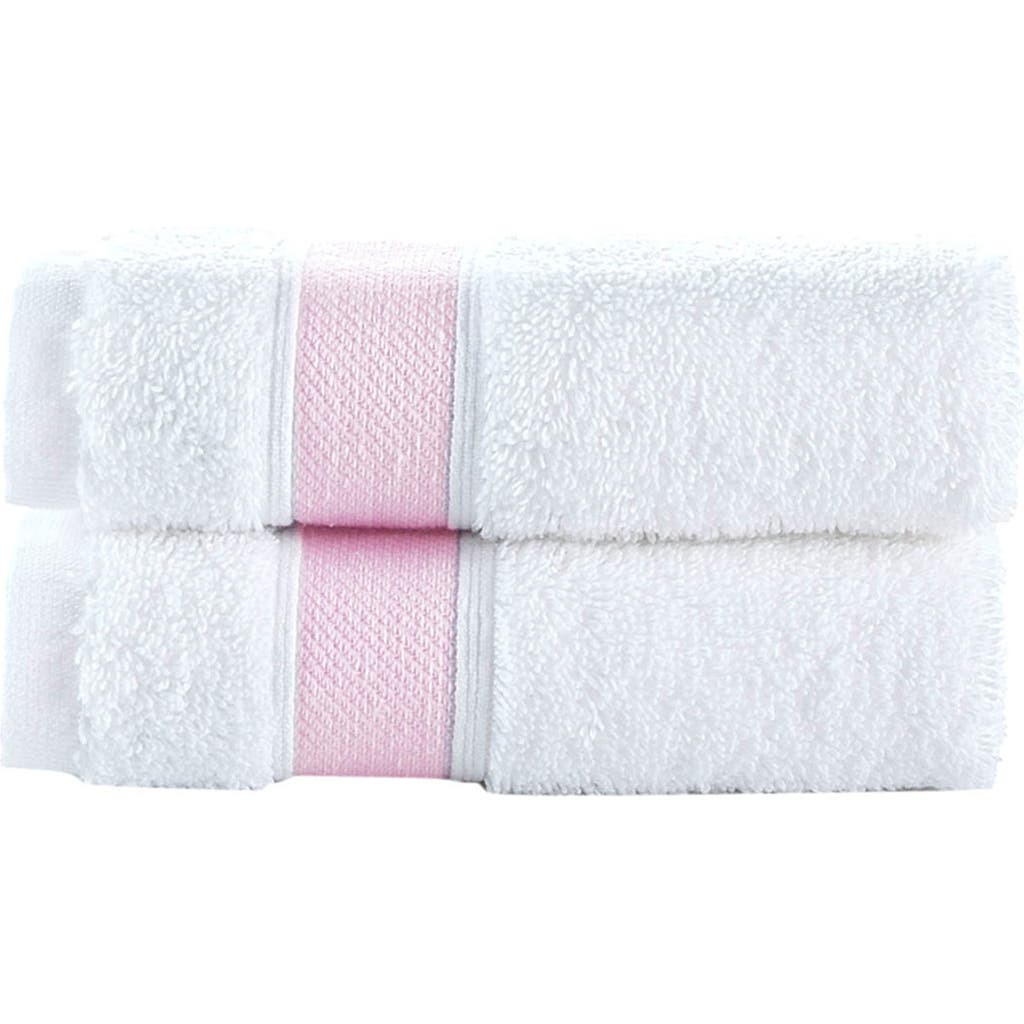 Shop Brooks Brothers Ottoman Rolls 2-pack Turkish Cotton Bath Sheets In White/pink