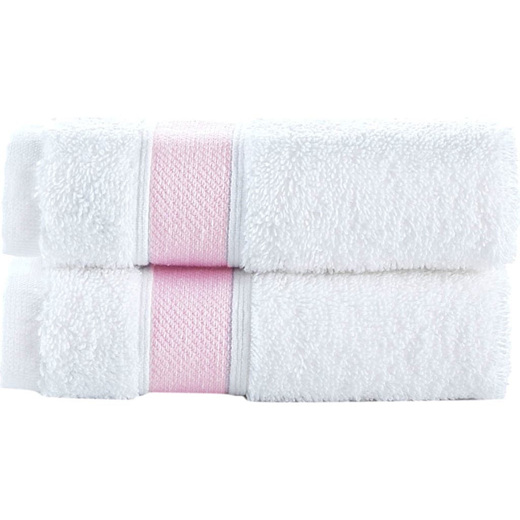 Brooks Brothers Ottoman Rolls 2pc Wash Towels In White/pink