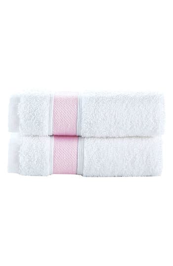 Shop Brooks Brothers Ottoman Rolls 2-pack Turkish Cotton Hand Towels In White/pink