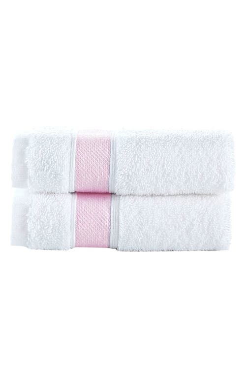 Shop Brooks Brothers Ottoman Rolls 2-pack Turkish Cotton Hand Towels In White/pink