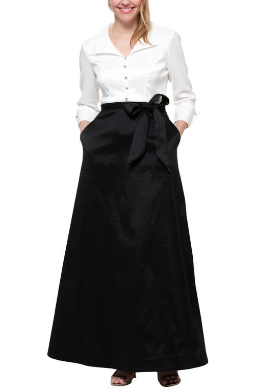 SL FASHIONS Taffeta A-Line Gown in Black White 