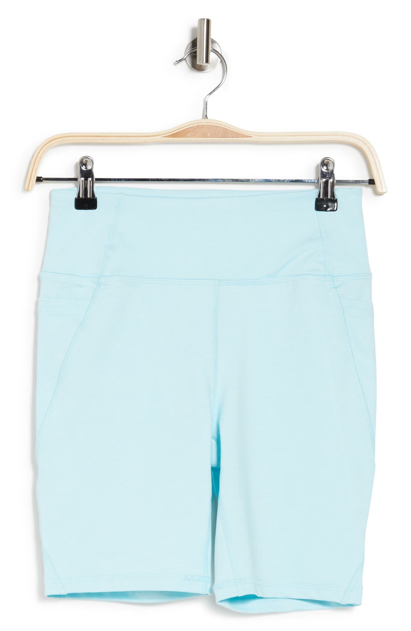 X By Gottex Active High Waisted Biker Shorts In Aqua Heather