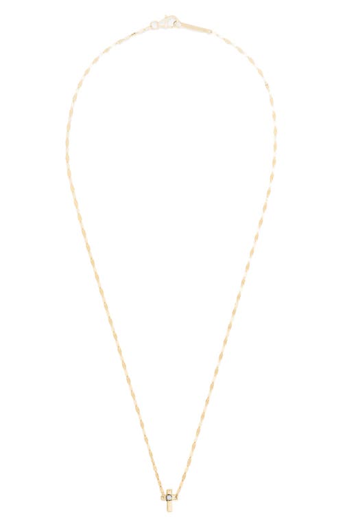 Lana Solo Diamond Mini Cross Pendant Necklace in Yellow Gold