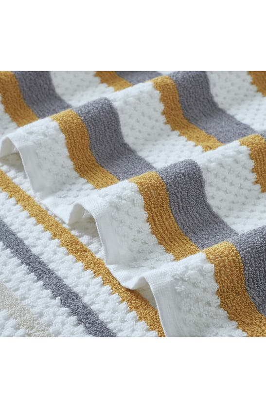 Modern Threads 6-piece Mixed Stripe & Solid Cotton Towel Set In Mustard