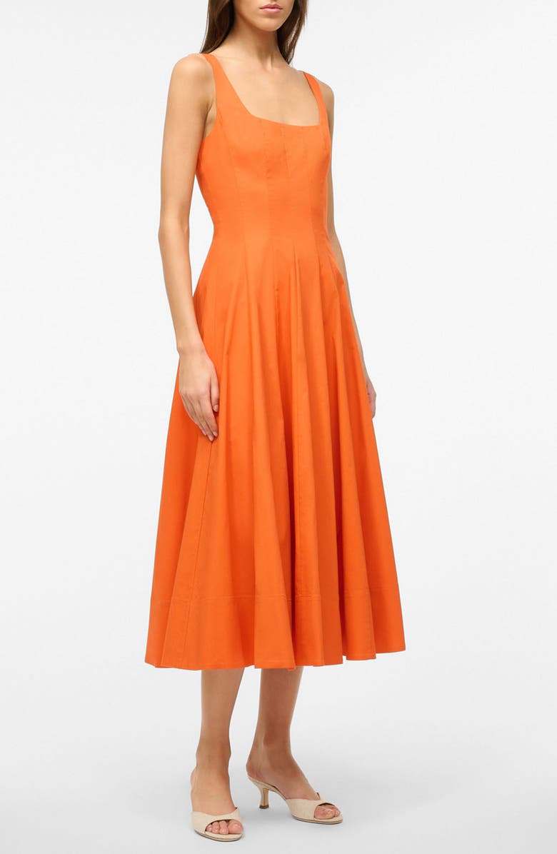 STAUD Wells Stretch Cotton Fit & Flare Midi Dress | Nordstrom