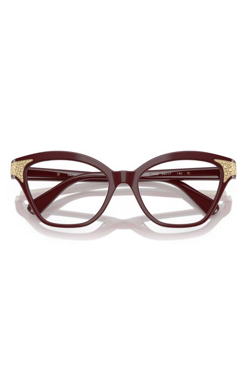 Swarovski 54mm Cat Eye Optical Glasses In Burgundy