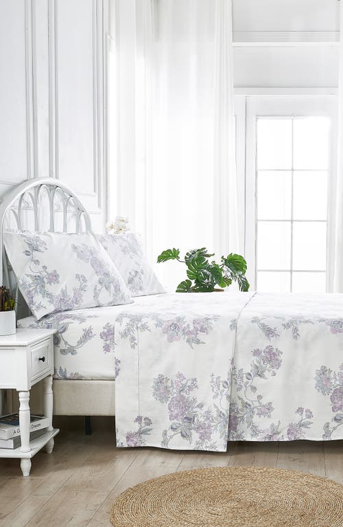 Melange Home Rose 200 Thread Count Percale Cotton Sheet Set In Violet