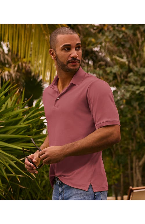 Shop Lands' End Short Sleeve Cotton Supima Polo Shirt In Dark Rose Clay