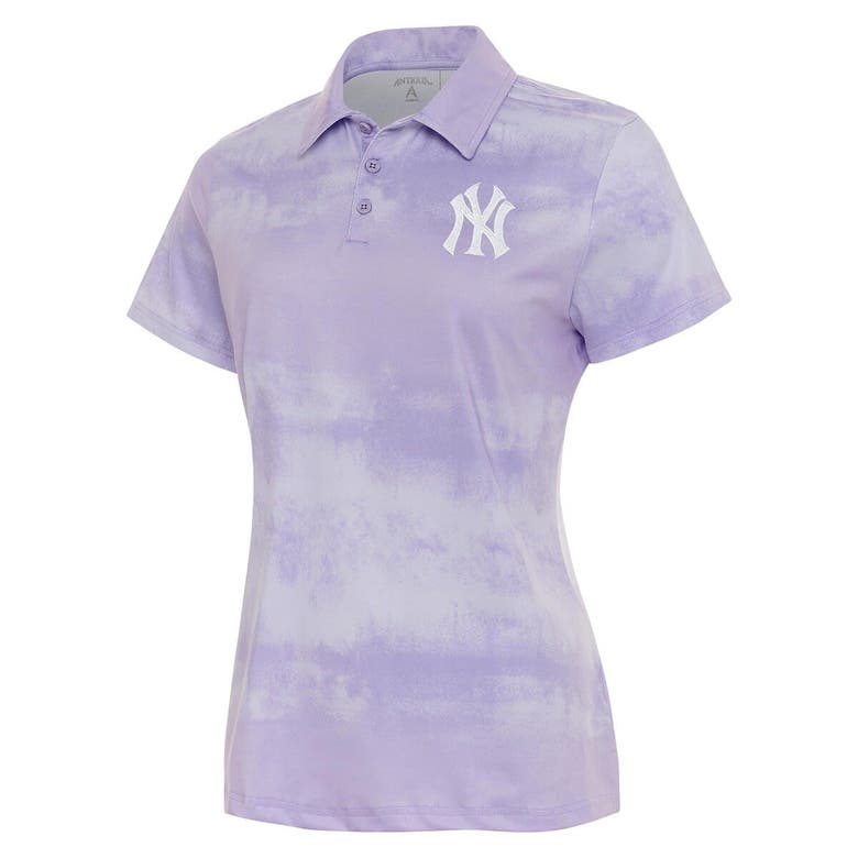 Shop Antigua Purple New York Yankees Render Polo In Heather Purple