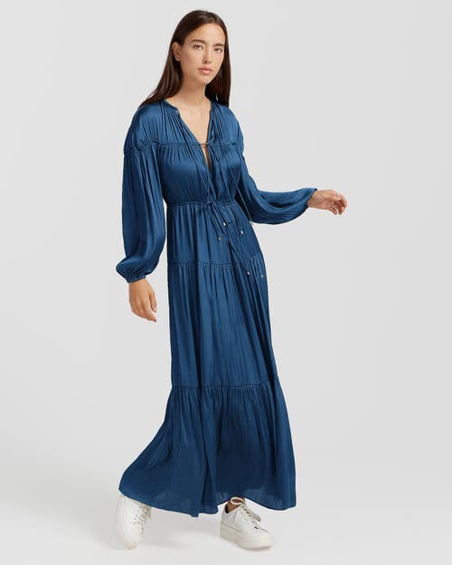 Belle & Bloom Window Seat Tiered Maxi Dress In Blue