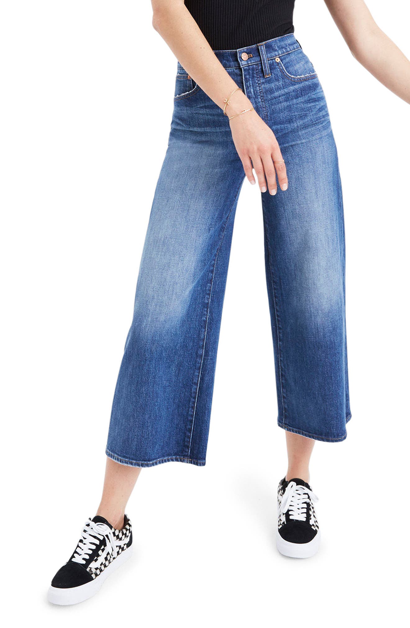 Madewell High Waist Crop Wide Leg Jeans (Bainbridge Wash) Nordstrom
