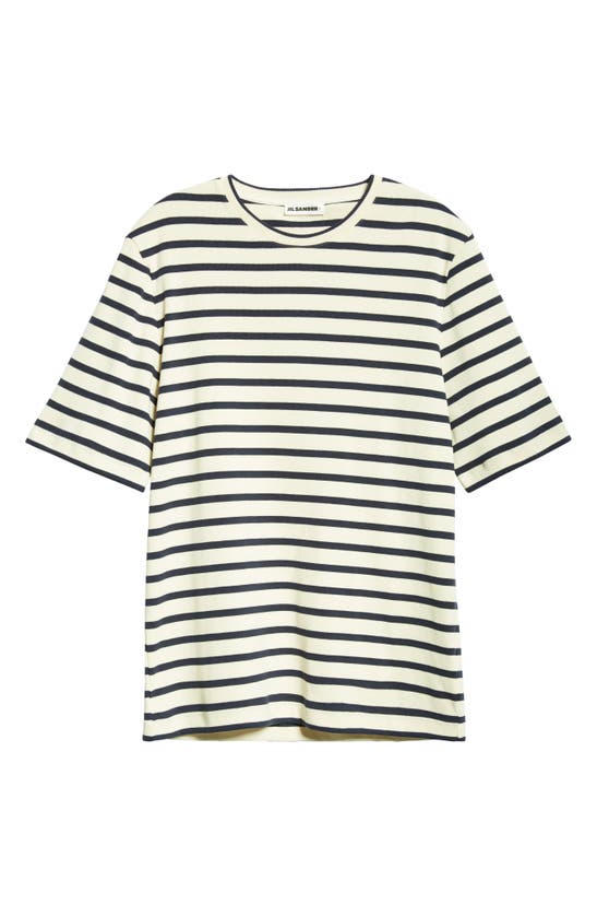 Shop Jil Sander Stripe Crewneck Cotton T-shirt In Mariniere