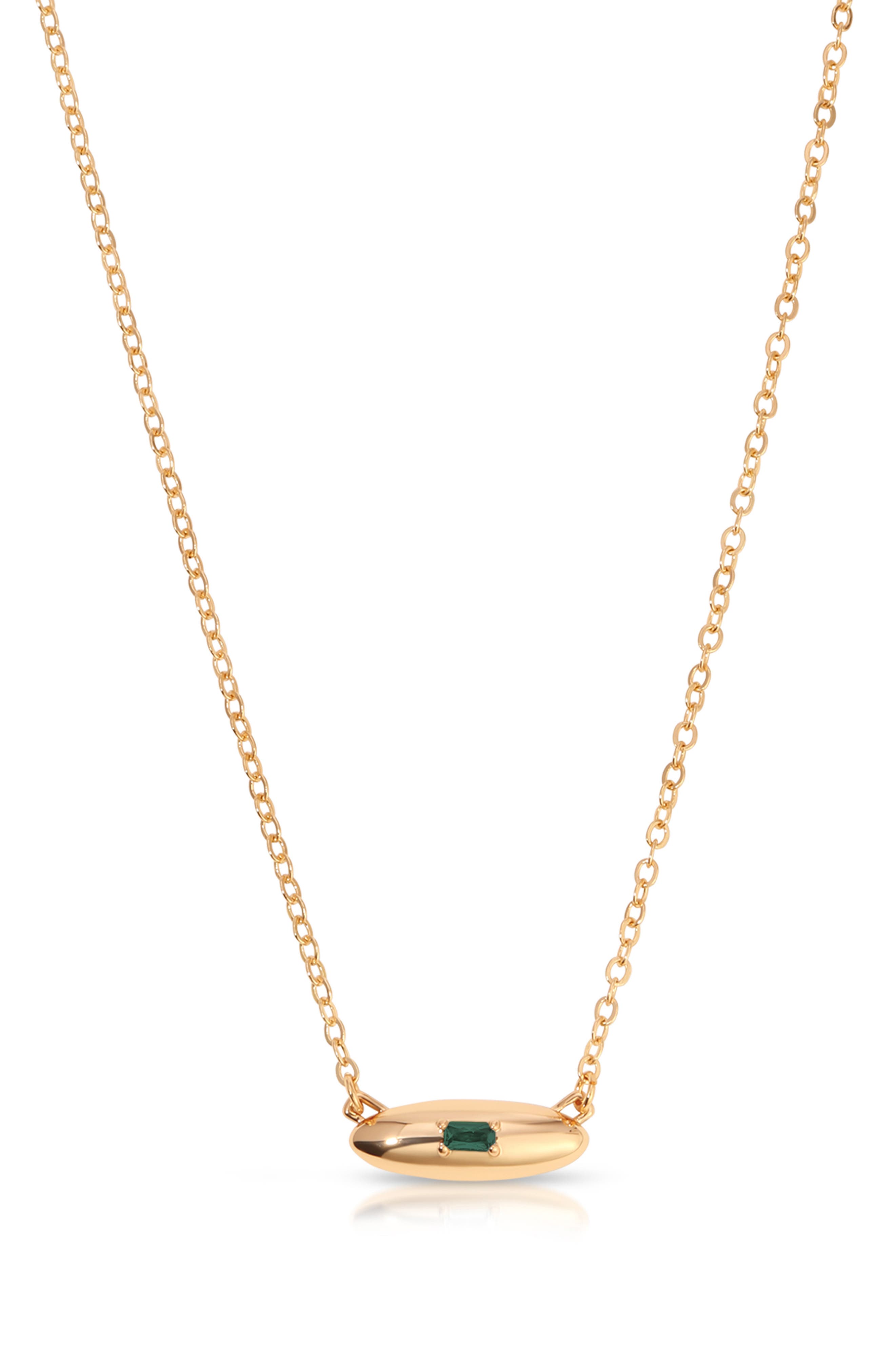 Ettika Baguette Cubic Zirconia Dome Pendant Necklace in Green 