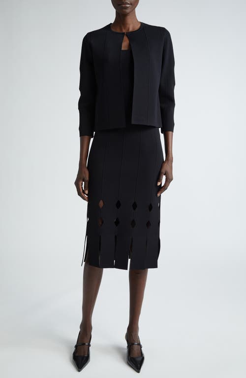 St John St. John Collection Cutout Fringe Hem Sweater Dress In Black